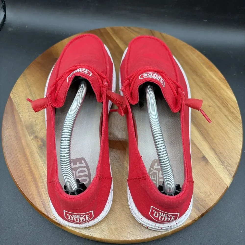 Hey Dude Wendy Slub Canvas Womens Size 9 Shoes Red Slip On Sneakers